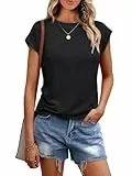 Cuptacc Tank Top Damen Sommer Rundhals Oberteile Damen Elegant Tops Cute Tshirt Basic Business Outfit Bluse Schwarz Groß L 42-44