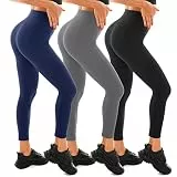 Walifrey Leggings Damen, High Waist Leggings für Damen Opak Leggings 3 Packung Marineblau/Grau/Schwarz XXL XXL