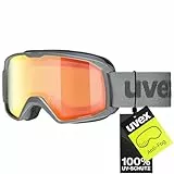 uvex element FM - stylische, verspiegelte Skibrille mit Anti-Fog-Beschichtung, entwickelt für schmale Gesichtsformen perfekt für Teens und junge Erwachsene - rhino matt/orange-orange - one size