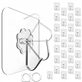 4smile Klebehaken extra stark, 30 Stück, 10 kg Klebehaken outdoor wetterfest, wasserdichte Haken selbstklebend, Wandhaken selbstklebend, transparent - Decke und Wand, Mehrzweck für Küche, Bad