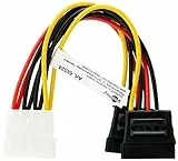 goobay SATA Stromkabel Y-Adapter, Molex auf 2x SATA Strom Splitter, 4-Pin auf 15-Pin Verteiler für SSD, HDD Festplatten & DVD Laufwerke - 98524