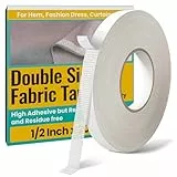 Weißes doppelseitiges Klebeband zum Säumen ohne Nähen, stark klebendes Stoff- und Lederklebeband, aufklebbares Klebeband,kein Bügeln,Kleben,Ändern und Säumen erforderlich,leicht zu entfernen13 mm*60m