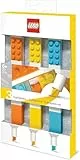 LEGO IQ Stationery 3er-Pack Textmarker mit 4x2 Bausteinen – Gelb, Orange, Blau