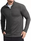 PINSPARK Sweatshirt Herren Ohne Kapuze Pullover Langarm Funktionsshirt Frühling Basic Langarmshirts 1/4 Zip Laufshirt Atmungsaktiv Fitness Wandershirt Dunkelgrau XL
