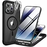 Miracase 360 Grad für iPhone 14 Pro Max Hülle mit Magsafe, Eingebaut Glas Schutzfolie, Komplettschutz HandyHülle Magnetisch Stoßfest Case für iPhone 14 Pro Max Schutzhüllen 6,7 Zoll, Mag-Schwarz