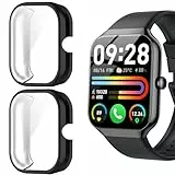Blueshaweu Schutzhülle für P99 1.96' Smartwatch– Flexibles TPU Case mit Kratzschutzfolie – Vollschutz kompatibel mit Fempoin/Jugeman/Togala/Motast P99 Smartwatch (schwarz+schwarz)