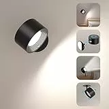 Amicool Wandleuchte Innen,Wandlampe Wandlichter ohne bohren und stromanschluss 1 Stück, leselicht Dimmbar Akku, Leuchten für Kinder Touch 4 Helligkeitsstufen 3 Farbmodi 360° drehbare für Schlafzimmer