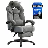 SONGMICS Gaming-Stuhl, Bürostuhl, Computerstuhl, ergonomisches Design, mit Fußstütze, verstellbares Kopfkissen, Lendenkissen, Tragkraft 150 kg, schiefergrau OBG077G01