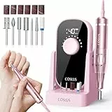 COSLUS E51 Elektrische Nagelfräser 40000 U/min: 6-in-1 Professionell Nagelpflege Set für Gelnägel Acrylnägel für Salon und Zuhause Mit Gel-Entfernung und Pediküre-Funktion Tragbar und Geräuscharm