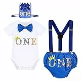 Outfits zum 1. Geburtstag für Babys, Mädchen, Jungen, Gentleman, Tier, Dschungel, Löwe, Strampler + Windelüberzug, Shorts, PP-Hose, Y-Rücken, Hosenträger, Krone, Stirnband, Königsblau, 86