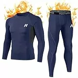 MEETWEE Thermounterwäsche Funktionsunterwäsche Herren, Skiunterwäsche Winter Suit Atmungsaktiv Lange Thermo Unterwäsche Set Thermowäsche Unterhemd + Unterhose-Blau-M