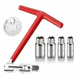 SZHUGEKI 6 Zündkerzenschlüssel Set, 14/16/18/21mm, Universal Zündkerzenschlüssel, Zündkerzen Spaltmessgerät, T-Griff Zündkerzen Steckschlüssel für Auto und Motorradfür(Rot)