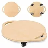Kinder rollbrett holz Balance Board Für Kinder,Kindersport ab 3 Jahren zur Förderung von Balance, Motorik & Koordination,scooter board mit Haltegriffen und Umlenkrollen38X32