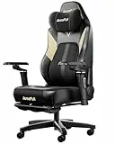 AutoFull M6 Ultra Gaming Stuhl, Gaming-Stuhl mit Massagefunktion, 720° Verstellbarer Armlehne, Auto Dynamic Tracking Lendenwirbelstütze, Ergonomischer Gaming Stühle mit Fußstütze, Schwarz
