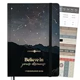 Lebenskompass® Studienplaner 2025 2026 A5 „Starfall“ - Semesterplaner für Uni & Studium | Terminplaner mit Stundenplan, Notenlisten, Reflexion | Hardcover mit Goldprägung