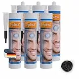 Triplesil Premium Silikon Dichtstoff – 6×310 ml Sanitärsilikon für Bad & Küche –Wasserbeständig–zum Abdichten-DIY Dichtmasse(6x schwarz)