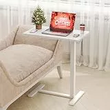 Dripex Beistelltisch höhenverstellbar mit Rollen, Betttisch für Krankenbett, Pflegetisch mit Rollen, Kleiner Computertisch, Sofatisch Laptoptisch für Wohnzimmer, Schlafzimmer, Pflegebett, weiß
