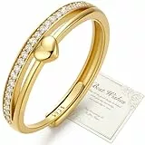 J.Fée Ring Silber 925 Damen mit 5A Zirkonia, Ring Damen Gold Verstellbarer, Verlobungsring Damens Promise Rings mit Geschenkbox, Elegante Schmuck Frauen Geschenke für Frauen, Gold