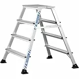 Zarges klappbares Arbeitspodest XLstep P (2 x 4 Stufen, 60 x 30 cm, aus Stahl, eloxierte Holme, beidseitig begehbar, platzsparend, Ideal für Montage-, Wartungs- und Reparaturarbeiten) 41411