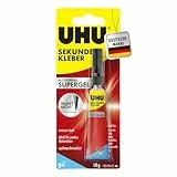 UHU Sekundenkleber extra stark | 10g Kleber Gel für präzises Kleben | Sekundenkleber Gel für Kunststoff, Metall, Holz, Keramik, Porzellankleber | Superkleber & Kunststoffkleber