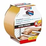 tesa Verlegeband extra stark klebend - Doppelseitiges Klebeband zum Verlegen von Teppich und PVC-Belag - doppelseitig klebend - Mehrfarbig - 5 m x 50 mm