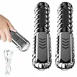 GOMETY 2 Stück Taschenlampe LED 1000 Lumen, Extrem Hell USB Aufladbar Klein Taschenlampe mit 4 Lichtmod IPX7 Wasserdicht Tragbar Taschenlampen für Outdoor Camping Notfälle Wandern