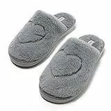 JOMIX Pantoffeln Damen Winter Warme Hausschuhe mit Geschlossenem Vorderteil Pantolette aus Plüsch mit Rutschfester Gummisohle Leise Bequem für Zuhause WIS255217 Grau 40/41