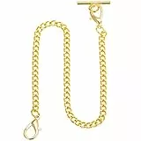 SIBOSUN Taschenuhr-Kette – Albert T-Steg-Kette/T-Steg-Karabinerschnalle/Figaro-Gliederkette/Schlangenkette für Taschenuhren, coole Herrenweste, Weste, Weste, Biker, Punk, Hose, Jeans, Uhr, gold,