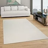 Paco Home Teppich Wohnzimmer Schlafzimmer Esszimmer Kurzflor Moderne Optik Einfarbig Pastell, Grösse:160x220 cm, Farbe:Creme