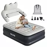 NALONE Luftmatratze 2 Personen, Luftmatratze mit Rückenlehne und Integrierter Pumpe, 195x142x45cm Luftbett Selbstaufblasend in 3 Minuten, Aufblasbare Matratze für Camping & Heimgebrauch
