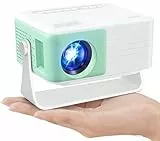 Mini Beamer Tragbarer, Y3Mini Projektor mit Integriertem Lautsprecher und Drehständer, Kompatibel mit iOS/HDMI/TV Stick/Google Cast, Ohne WLAN und Bluetooth, für Schlafzimmer (Grün)