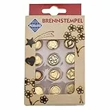GLOREX 6 1671 003 - Pebaro Brennstempel Set, 12-teilig, mit verschiedenen Formen aus Messing, zum Einschrauben für Pebaro Brandmalkolben geeignet, Brennen auf Holz, Leder, Kork und anderen Materialien