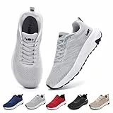 Schuvox Laufschuhe Herren Damen Turnschuhe Breite Hallenschuhe Bequem Straßenlaufschuhe Gymnastikschuhe Atmungsaktiv Sportschuhe rutschfest Joggingschuhe Sommer Sport Schuhe Grau 41