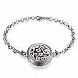 JewelryWe Schmuck Damen Aromatherapie Armband, Edelstahl Hohle Glücklich Wolken Aroma Öle Diffuser Duft Diffusor Locket Medaillon Charm-Armband Armkette, Silber