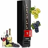 Klarstein Weinkühlschrank, 1 Zonen Getränkekühlschrank, Kleiner Einbau-Weinschrank Schmal, 20L Wein-Kühlschrank mit Glastür, Indoor/Outdoor Flaschenkühlschrank, Wine Fridge 5-22°C, 7 Flaschen