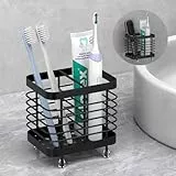 Luxspire Zahnbürstenhalter, Edelstahl Elektrischer Zahnbürsten Halter, Wand Ohne Bohren Zahnbürsten Caddy mit Abflusslöchern für Zahnpasta Organizer Bad, Zahnbürstenköpfe Halter, Schwarz
