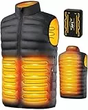 Beheizbare Weste, Beheizte Daunenweste Herren Damen, Heizweste mit 7,4V 25000mAh Akku, Wärmeweste mit 6 Heizzone, 3 Einstellbare Wärmestufe, Beheizte Jacke mit Powerbank für Outdoor Motorrad Skifahren