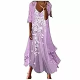Abendkleid ße Größ Damen,Sexy Kleider Damen Pluze Size Damen Kleider Glitzer Damen Casual Fashion Print V-Ausschnitt Zweiteiliges Set 2022 Sommer Maxi Damen Kleider Festlich Dunkelblau(1-Rosa,XL)