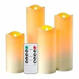 EXTSUD Wasserdichte LED Kerzen mit Timerfunktion 4er Flammenlose Flackernde LED Outdoor Kerzen mit Fernbedienung und Batterie Led Kerze für Garten Hochzeit Weihnachten Halloween Party Dekoration