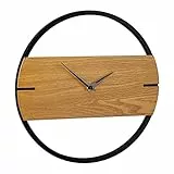 Relaxdays Wanduhr Holzoptik, modern, analog, Uhr für Küche, Wohnzimmer, Flur & Büro, Zimmeruhr, Ø 30 cm, braun/schwarz