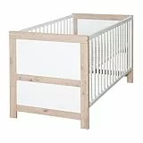 roba Babybett Malo 70 x 140 cm - Mitwachsendes Gitterbett - Höhenverstellbar - Umbaubar zum Juniorbett - Holz weiß lackiert/Dekor Sonoma Eiche