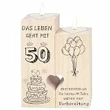 50 Geburtstag deko,Handgefertigte Kerzenständer aus Holz,50 Geburtstag Frau&Mann, Geschenke zum 50 Geburtstag (50 Geburtstag)
