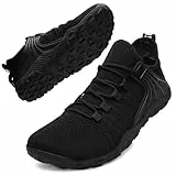 ASHION Herren Barfußschuhe Breite Barfussschuhe Traillaufschuhe Herren Outdoor Sport Walkingschuhe Sneaker, 06-Schwarz, 42 EU