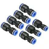 TA-VIGOR 7er Set Pneumatik Steckverbinder – 8mm auf 6mm & 10mm auf 6mm Schlauchreduzierer – Schnellkupplungen für Druckluftleitungen – Anschlussfittings für Kompressor & Automatisierung – Schwarz