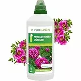 Purgrün® Pfingstrosen-Dünger 1 Liter – Für leuchtende Blüten & kräftiges Wachstum – Blumendünger mit Spurennährstoffen – Verbessert die Bodenqualität mit Guano – Konzentrat für 400 Liter Gießwasser