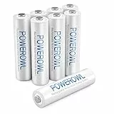 POWEROWL Wiederaufladbare AAA-Batterien, Vorladung, 1000 mAh, hohe Kapazität, 1,2 V NI-MH, wiederaufladbar, AAA Batterien, geringe Selbstentladung (8 Stück, wiederaufladbar ca. 1200 Mal)