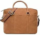 LEABAGS Leder Aktentasche Herren & Damen I Echtleder Laptoptasche bis 16 Zoll I Umhängetasche mit Schultergurt I Schultertasche I Messenger Bag I Arbeitstasche I Lehrertasche (Nature Hellbraun)