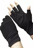 JIAHG Sommer Halbfinger Handschuhe Baumwolle Fahrradhandschuhe Kurz Spitzenhandschuhe Anti-Rutsch, Anti-UV Schutz, Dünn Sonnenschutz, Einheitsgröße, Schwarz A