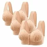 MJGkhiy BH Damen Ohne Bügel 3er Pack Große Größe Vorderverschluss Push Up Klassische BHS Vollschalen Seamless Bustier Atmungsaktiver BH Starker Halt Gegen Hängebrust Brüste Bequem Soft Bra Für Alltag