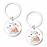 Clyrax Geschenk für Paare, 2 Stück Bubu Dudu Schlüsselanhänger Set, Niedliche Bären Schlüsselbund, Beliebt Anime Anhänger, Praktisches Bubu Dudu Thema Schlüssel Rucksack Zubehör, 3+3CM
